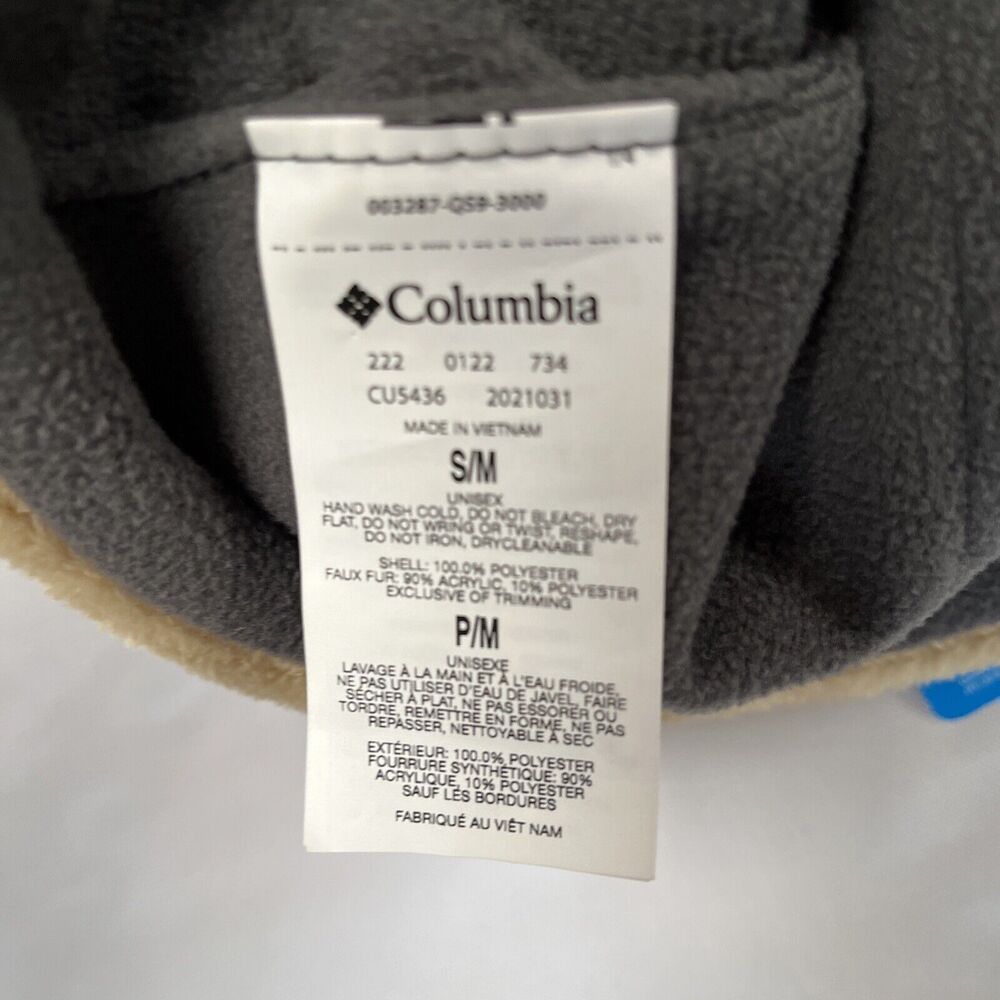 Columbia Unisex Beanie Hat Fire Side Size S/M Plush Fleece Faux Fur Pom Pom - Picture 6 of 6